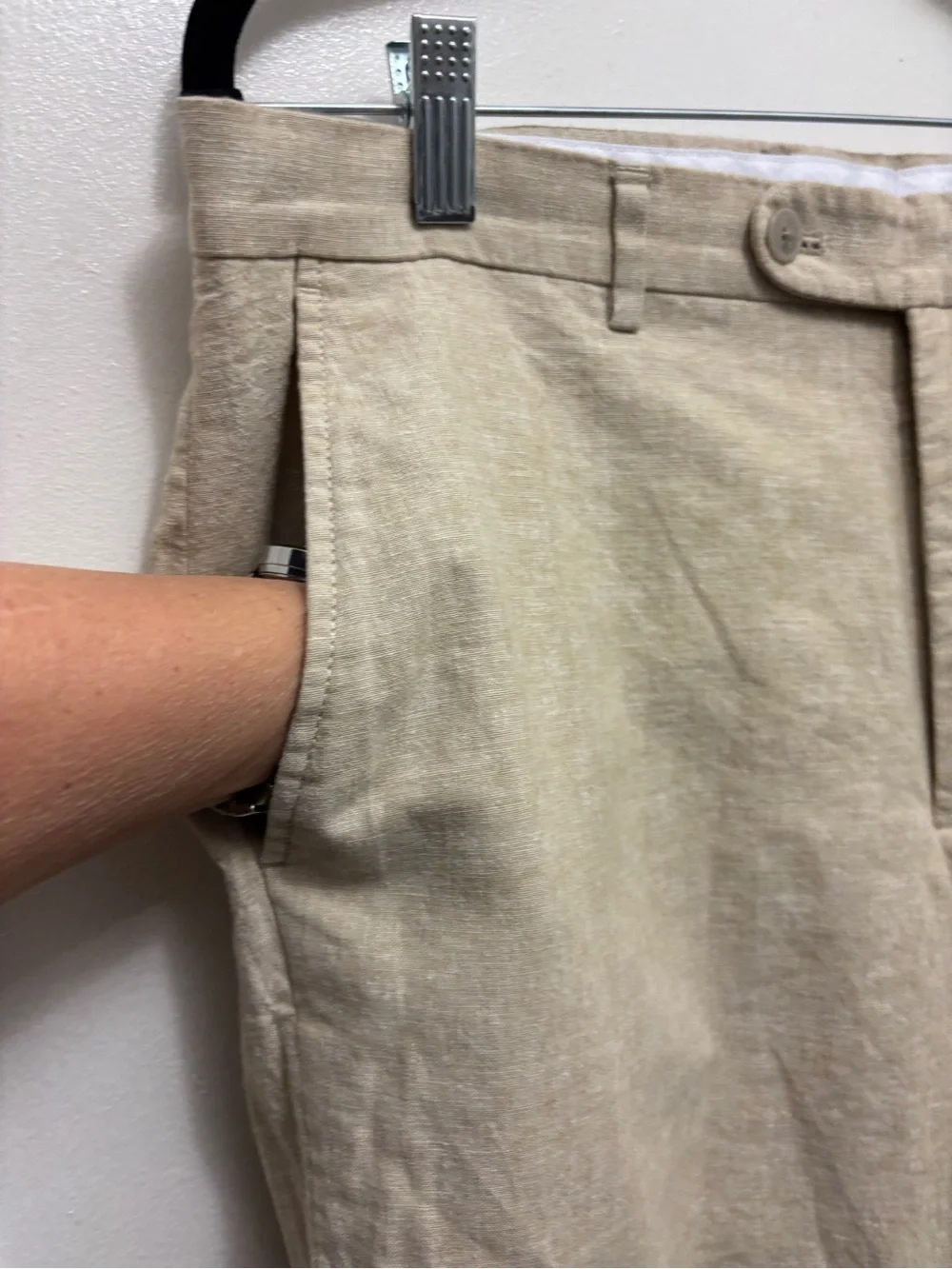 Joseph Abboud JOE Linen Cotton Pants Men's 36x30 Beige‎ Summer Trousers